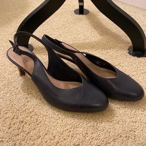 Clarks black dress shoes with strap. 9.5